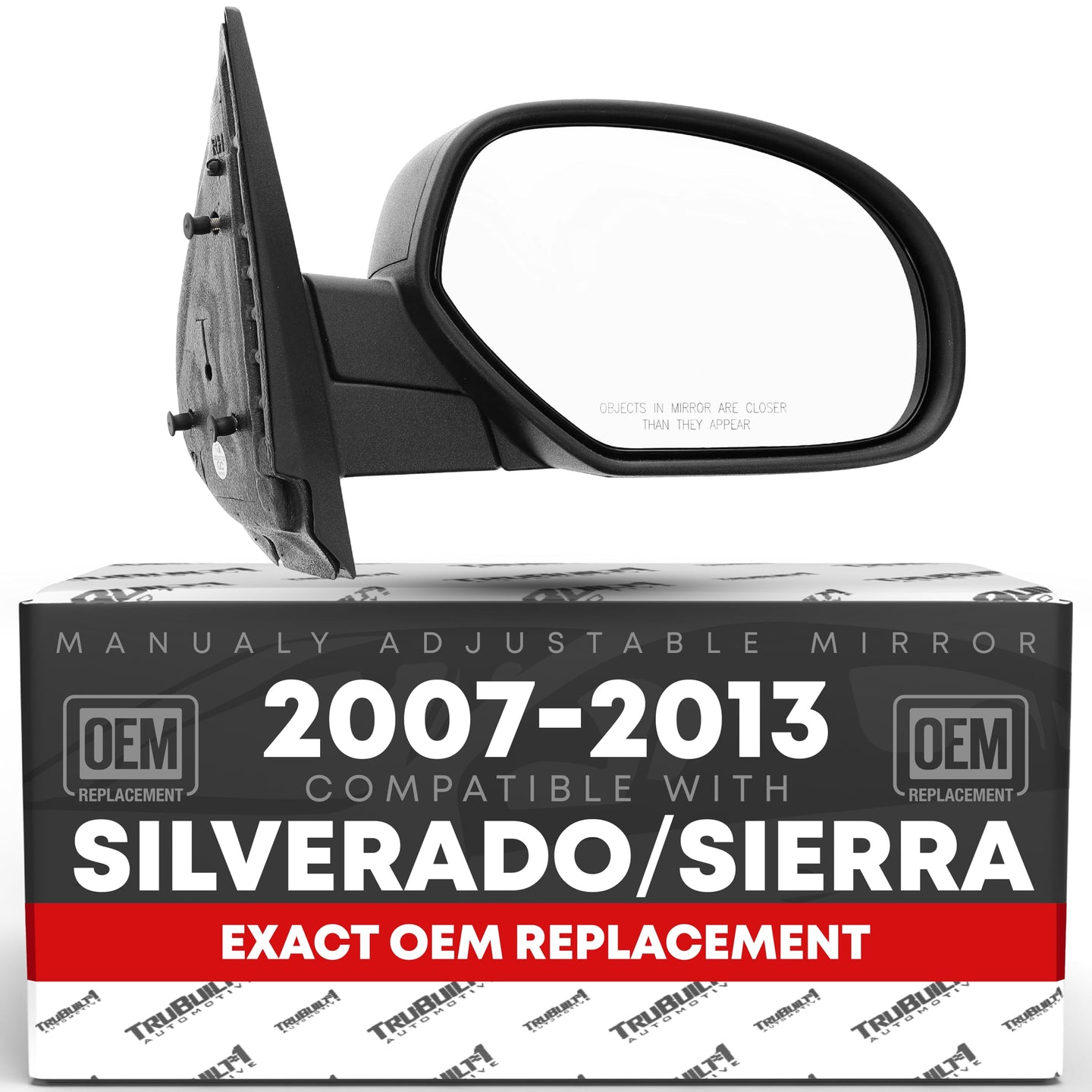 Chevrolet Silverado 1500, GMC Sierra 1500 Right Passenger Side Mirror Replacement - Manual Folding, Convex Glass, Textured Black Cover - Passenger Side Mirror