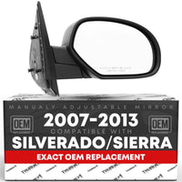 Chevrolet Silverado 1500, GMC Sierra 1500 Right Passenger Side Mirror Replacement - Manual Folding, Convex Glass, Textured Black Cover - Passenger Side Mirror