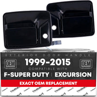 Ford Excursion F-Series Super Duty Exterior Door Handle Set, Front Left & Right with Keyhole - Smooth Black, Plastic