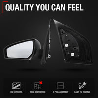 Nissan Sentra Passenger Side Mirror Replacement - Powered Adjustment, Non-Foldable, Convex Glass with English Warning - Black Cover - Passenger Side Mirror