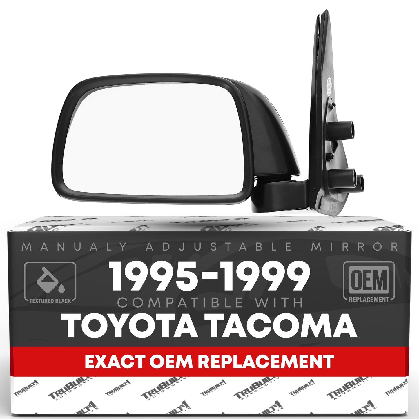 Toyota Tacoma Power Door Mirror, Left Driver Side Mirror - Manual Folding, Flat Glass - Textured Black Cover - Driver Side Mirror