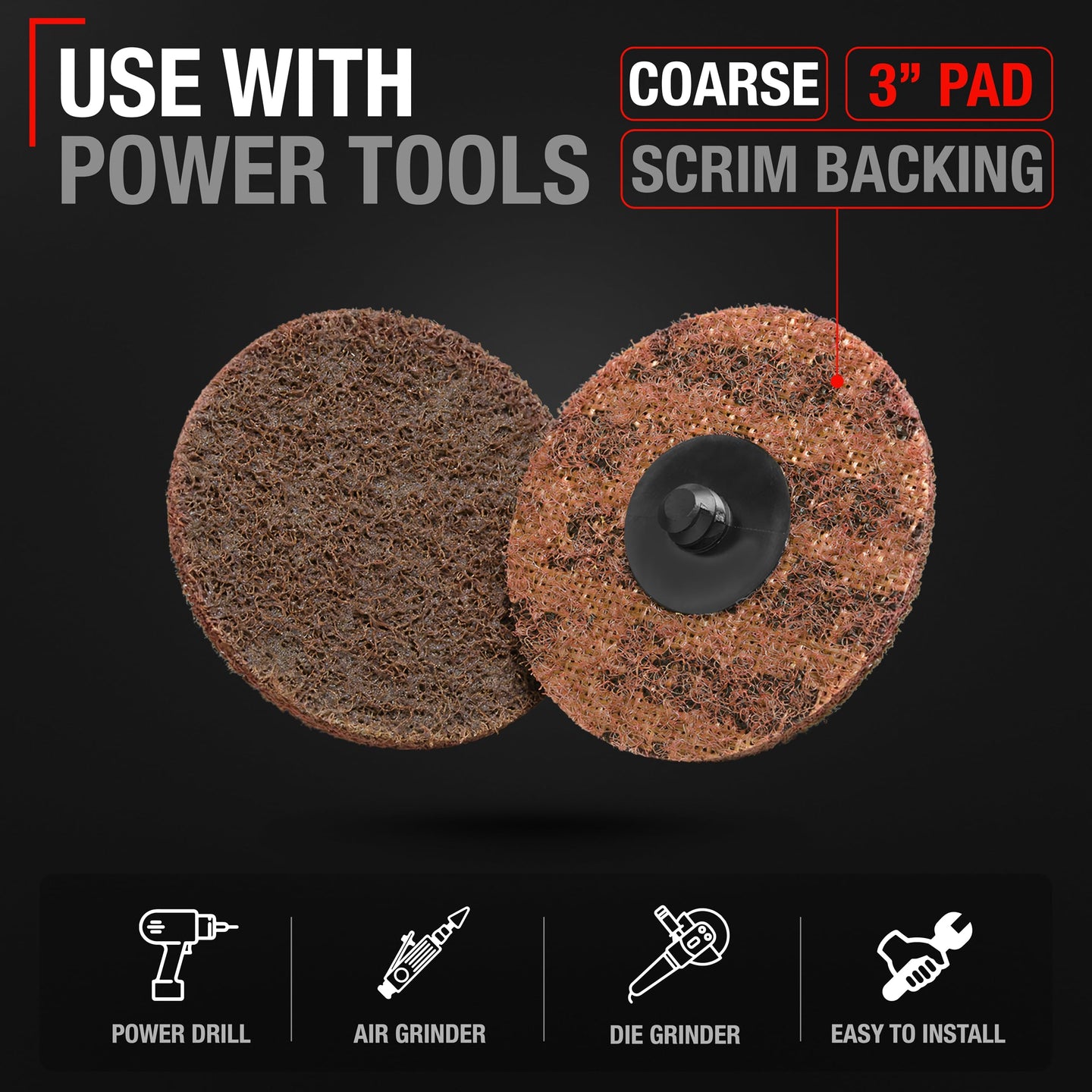 3M SC-BC 3" Roloc Disc, Coarse Grit, Pack of 25 - Sanding Surface Conditioning Discs for Metal - 3" COARSE