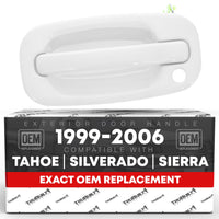 Chevrolet Silverado, Suburban, Tahoe, GMC Sierra, Yukon, Denali Exterior Door Handle, Front Left - Olympic White, Plastic - Front Driver Door Handle