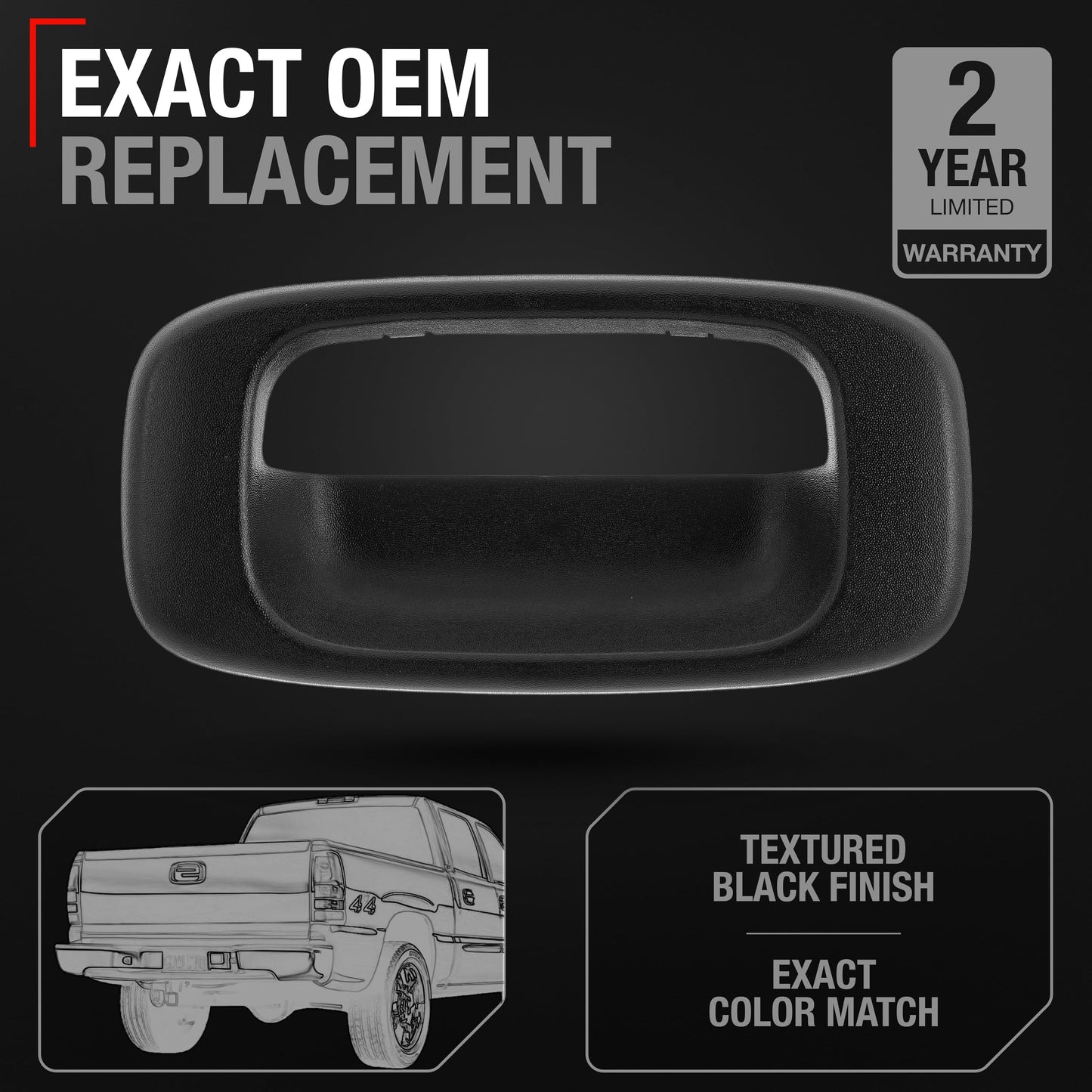 Chevrolet Silverado 1500, 2500, 3500, GMC Sierra 1500, 2500, 3500 Tailgate Handle Bezel Trim - Black - Tailgate Handle Bezel