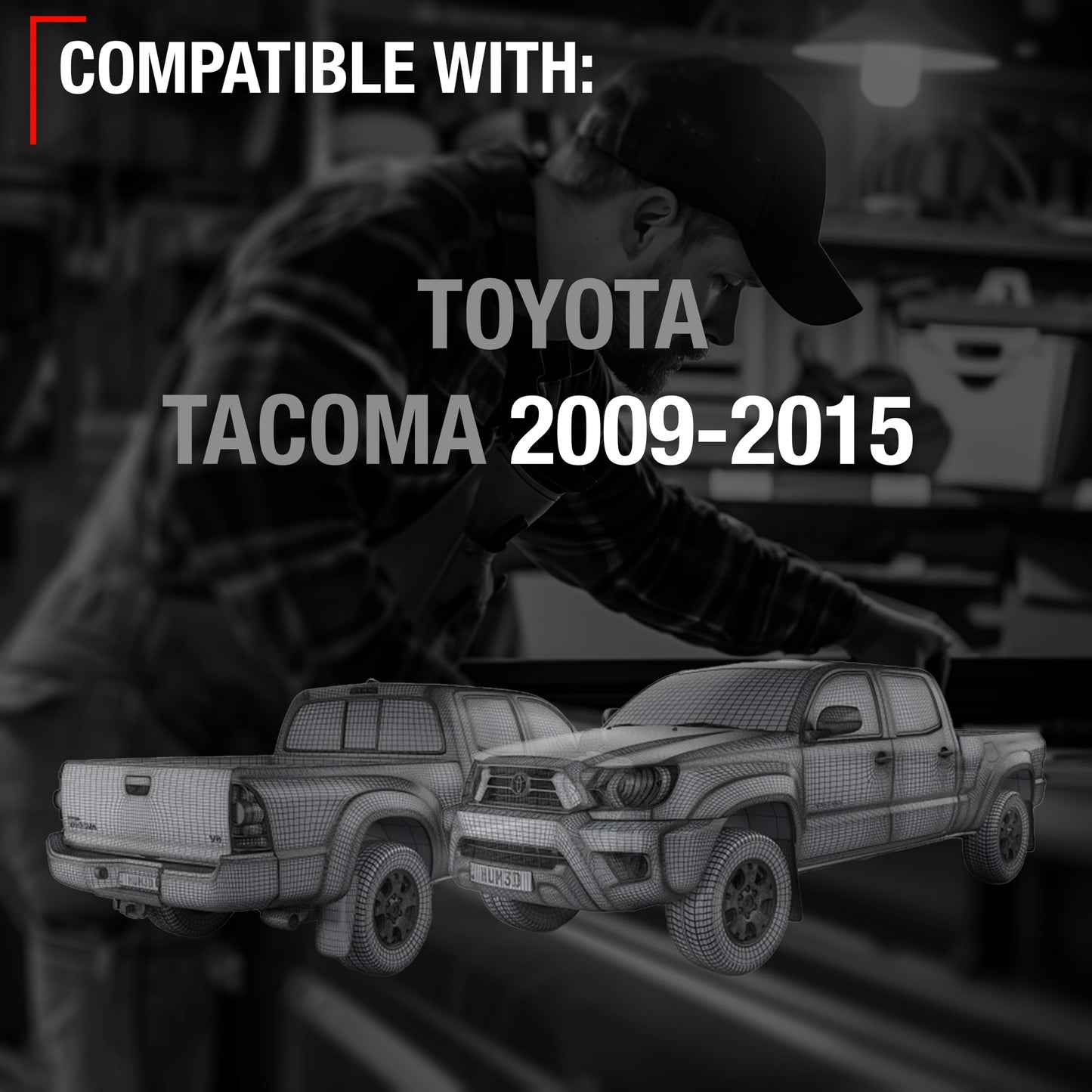 Toyota Tacoma Tailgate Handle Assembly, Upgraded Metal - Textured Black w/ Camera Hole - Texture Tailgate Handle