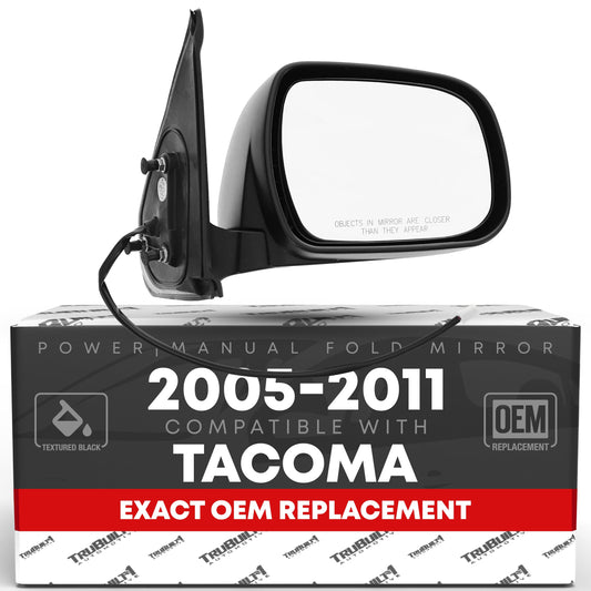 Toyota Tacoma Passenger Side Mirror - Powered Adjustment, Manual Folding, Convex Glass - Textured Black Cover - Passenger Side Mirror