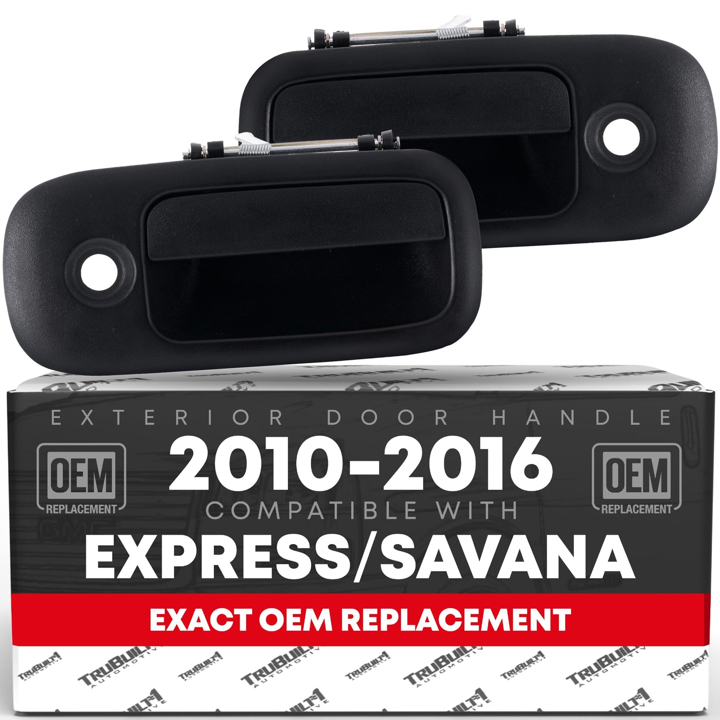 GM Express Van, GMC Savana Exterior Door Handle Set, Front Left and Right - Textured Black, with Keyhole - Front Left + Right Handles