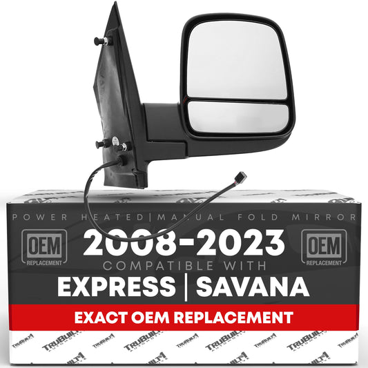 Chevrolet Express, GMC Savana 1500, 2500, 3500 Passenger Side Mirror - Heated, Manual Folding, Dual Glass - Passenger Side Mirror