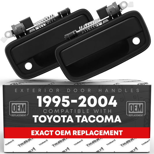 Toyota Tacoma Exterior Door Handle Set, Front Left & Right - Smooth Black, Plastic - Driver + Passenger Handle (Plastic)