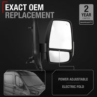 Passenger Side Mirror - Compatible with 2020-2023 Ford Transit-150, 250, 350, E-Transit - with Short Arm, Heated, Blinker, Blind Spot, Powered Foldable, Flat Glass, 12H10P - OEM LK4Z17682EA