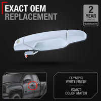 Exterior Front Driver Door Handle - Compatible with 2007-2013 Chevrolet Avalanche, 07-13 GMC Sierra, 07-13 Sierra 1500, 07-14 Sierra 2500 HD - Olympic White - OEM 20828243-GAZ, 80117