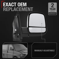 Passenger Side Mirror Compatible with 2008-2015 Chevrolet Express & GMC Savana 1500, 2008-2021 Express & Savana 2500 3500 Manual Folding, Dual Glass, Textured Black - OEM 20838066, GM1321395