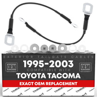 Tailgate Support Cable Replacement Set, Rear Driver & Passenger Side - Compatible with 1995-2004 Toyota Tacoma - Tail Gate Support Cable Straps, Metal 14-9/16" Long - OEM 65770-04030, 38531