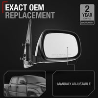 Passenger Side Mirror Replacement - Compatible with 2005-2011 Toyota Tacoma - Manual Adjustment, Manual Folding, Convex Glass w/English Warning - Textured Black - OEM 8791004160, TO1321204