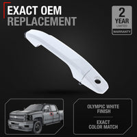 Chevrolet Silverado, GMC Sierra Exterior Door Handle, Front Left Driver Side - Olympic White (GAZ), Plastic with Keyhole - Front Driver Door Handle