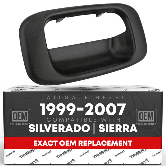 Chevrolet Silverado 1500, 2500, 3500, GMC Sierra 1500, 2500, 3500 Tailgate Handle Bezel Trim - Black - Tailgate Handle Bezel