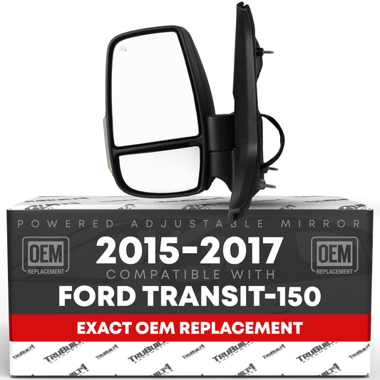 Ford Transit-150, 250, 350 HD Driver Side Mirror - Short Arm, Powered Adjustment, Flat Glass - Driver Side Mirror