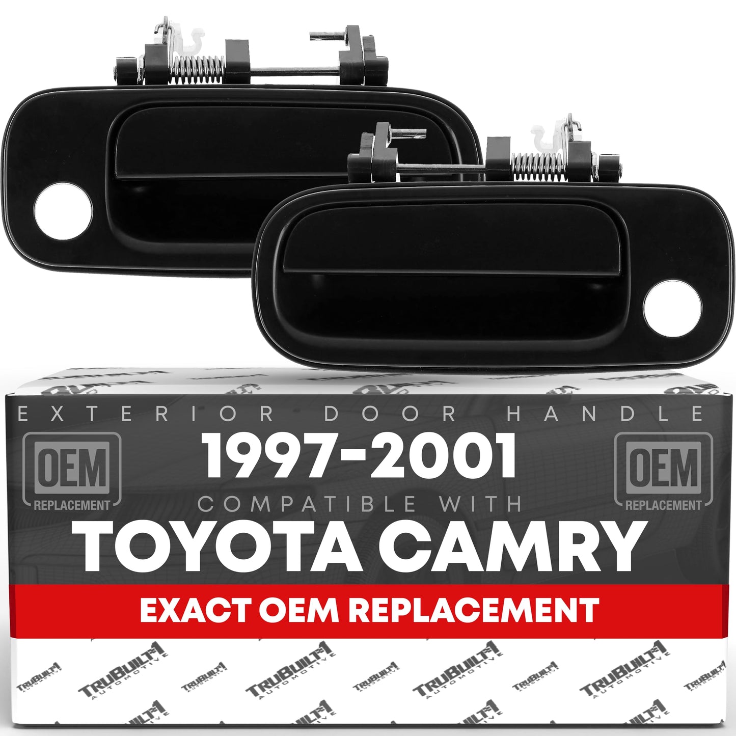 Exterior Front Driver and Passenger Door Handle Replacement - Compatible with 1997-2001 Toyota Camry - Smooth Black, Plastic - OEM 6922033040, 6922033041, 69220AA010, 69220YC030, 79426