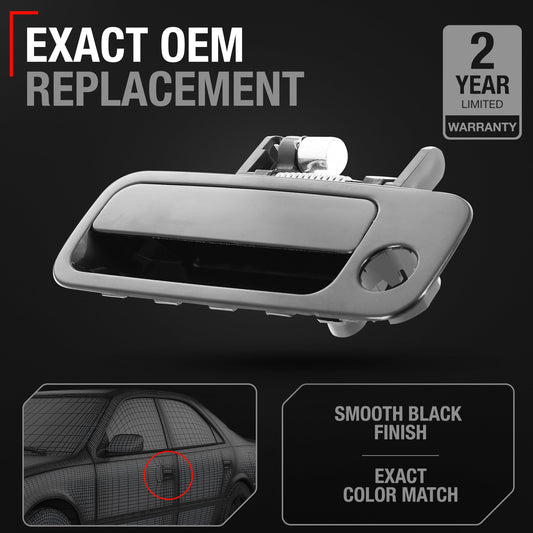 Exterior Front Driver Door Handle Replacement - Compatible with 1997-2001 Toyota Camry - Smooth Black - Plastic - OEM 69220-AA010, 6922033040, 6922033041, 69220YC030, 79426, TO13101