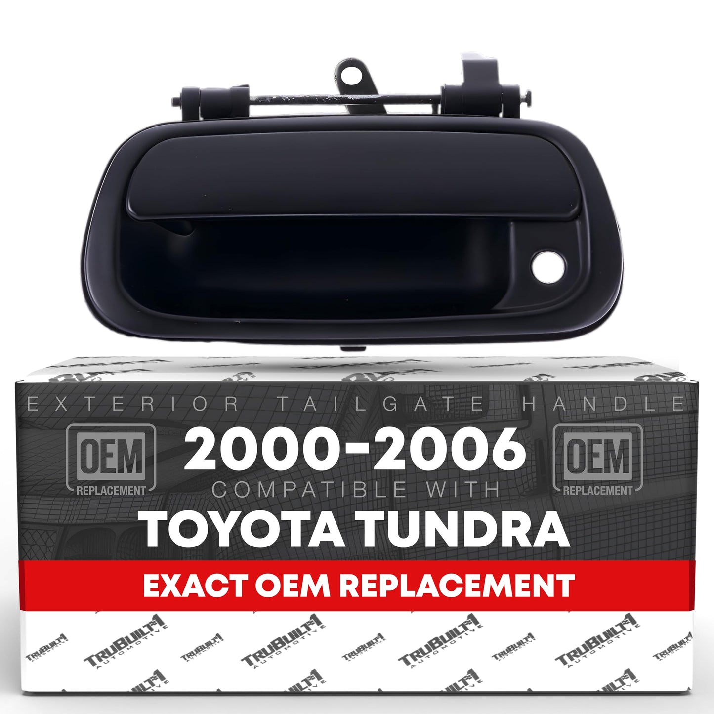 Tailgate Handle Assembly Replacement - Compatible with 2000-2006 Toyota Tundra - Liftgate Latch Assembly Handle with Keyhole - Smooth Black Plastic - OEM 69090-0C030-C0, 69090-0C010, 80867, TO1915111