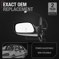 Driver Side Mirror Replacement - Compatible with 2003-2008 Toyota Corolla - Power Adjustment, Non-Foldable, Flat Glass with English Warning - Black, 3H3P - OEM 8794002380, TO1320178, TO1320179