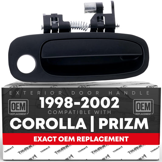 Exterior Front Passenger Door Handle Replacement - Compatible with 1998-2002 Toyota Corolla; 1998-2002 Chevrolet Prizm - Textured Black, Plastic - OEM 69210-02030, 69210-02040, 69210-02050, 94857480