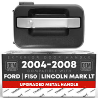 Exterior Front Passenger Door Handle, Upgraded Metal - Compatible with 2004-2008 Ford F-150; 2006-2008 Lincoln Mark LT - Chrome, Black - OEM 9L3Z-1522404-AA-HCHMT, 6L3Z1522404AA, 83321