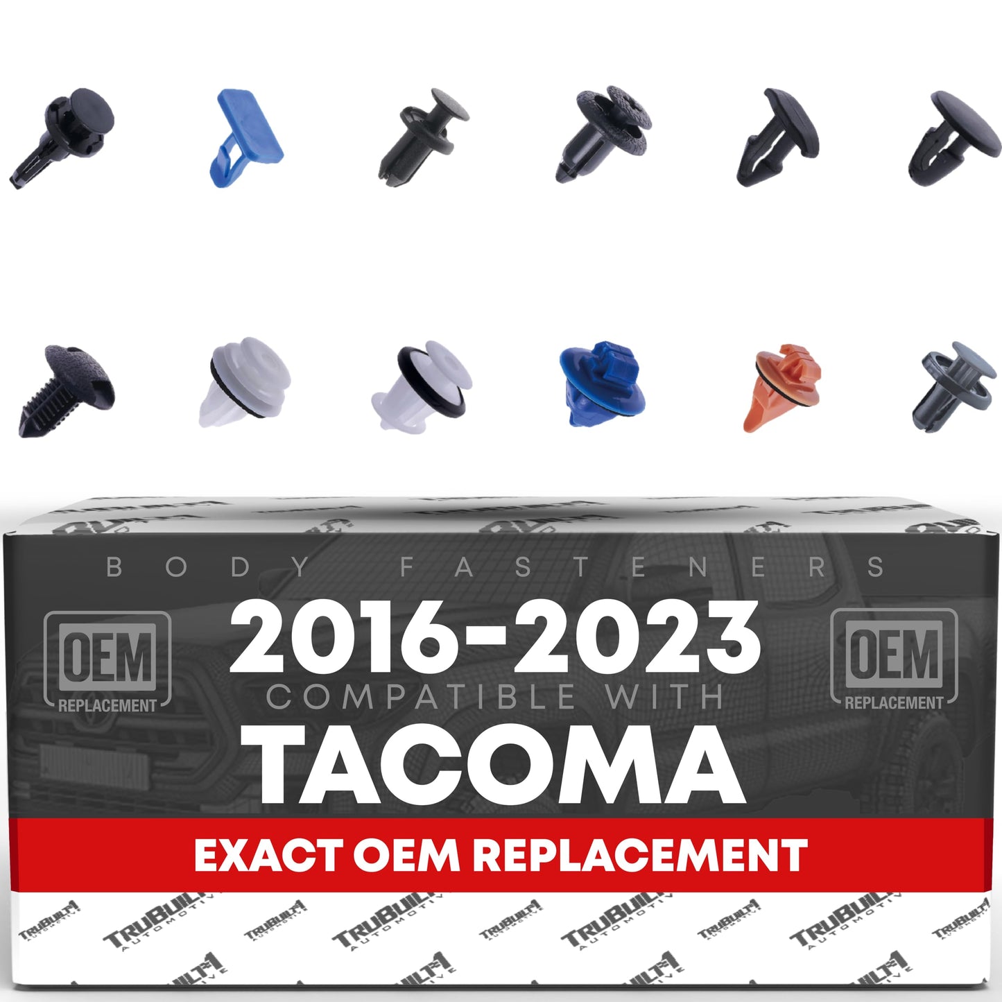 120 pcs Body Fastener Kit - Compatible with 2016-2023 Toyota Tacoma - Suitable for Bumper, Grille, Fender, Door Trim, Wheel Opening, More - Plastic and Metal