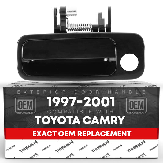 Exterior Front Driver Door Handle Replacement - Compatible with 1997-2001 Toyota Camry - Smooth Black - Plastic - OEM 69220-AA010, 6922033040, 6922033041, 69220YC030, 79426, TO13101