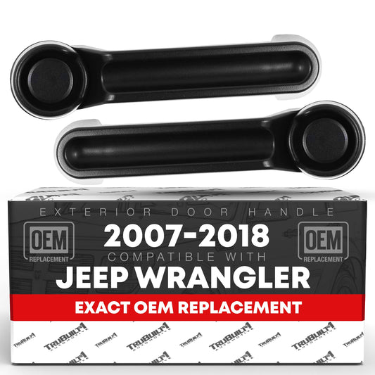 Exterior Front/Rear Driver & Passenger Door Handle Set - Compatible with 2007-2018 Jeep Wrangler, Liberty; 2007-2011 Dodge Nitro - Textured Black - OEM 4589164AD