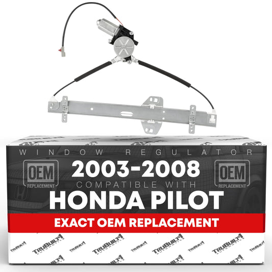 Power Window Regulator w/Motor Assembly Upgraded Metal, Rear Driver Side - Compatible with 2003-2011 Honda Element, 2003-2008 Honda Pilot - w/ 2 Pin Plugs - OEM 72750-S9V-A01, 72750-S9VA-02, 748-512