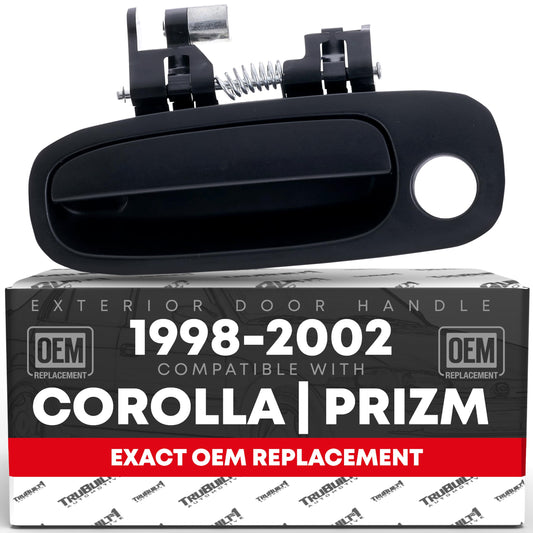 Driver Side Exterior Door Handle, Front Left - Compatible with 1998-2002 Toyota Corolla, 1998-2002 Chevrolet Prizm - Textured Black, Plastic - OEM 69220-02030, 6922002030, 6921002030, TO1310132