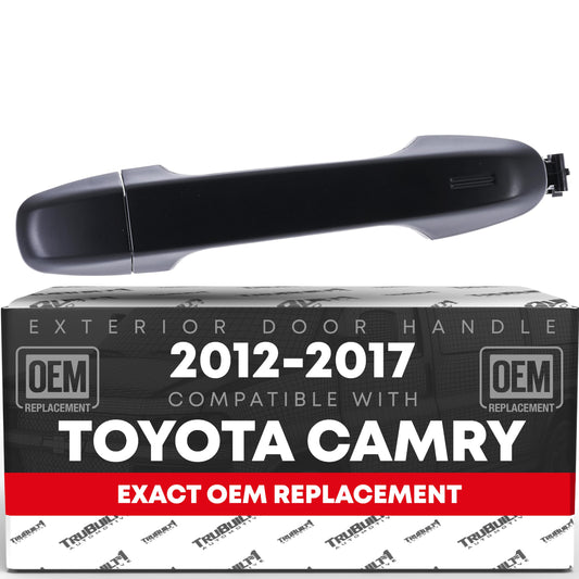 Exterior Front Passenger Door Handle - Compatible with 2012-2020 Toyota Yaris, Prius C, Camry, Auris, 86, C-HR; 2013-2015 Subaru BRZ; 2016 Scion FR-S, Scion iM - Primed Black, Plastic - OEM 6921106090