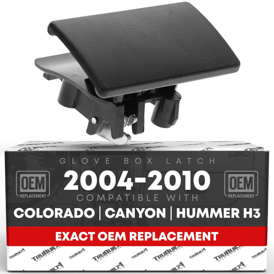 Glove Box Latch Handle Replacement - Compatible with 2004-2012 Chevrolet Colorado; 04-12 GMC Canyon; 06-10 Hummer H3, 09-10 Hummer H3T - Black (Ebony), Plastic - OEM 89042044, 10391626