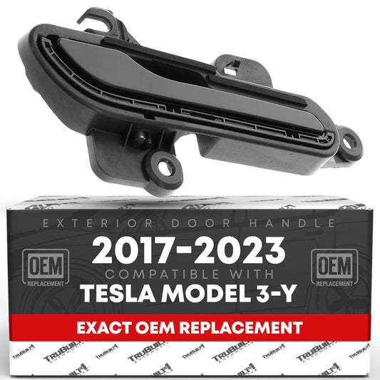 Exterior Door Handle, Front/Rear Right Passenger Side - Compatible with 2017-2022 Tesla Model 3, 2020-2023 Tesla Model Y - Black Finish, Plastic - OEM 1081832-00-J, 1528115-00-B, 15758