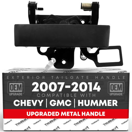 Tailgate Handle Upgraded Metal - Compatible with 2007-2013 Chevrolet Avalanche, 07-2014 Silverado 1500, 2500 HD, 3500 HD; 07-14 GMC Sierra 1500, 2500 HD, 3500 HD; 09-10 Hummer - OEM 20928119, 20880358