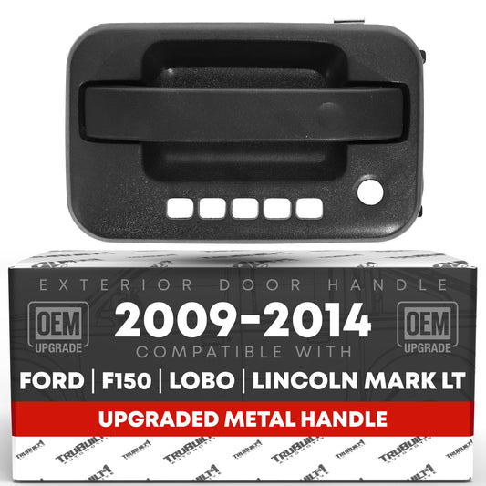 Exterior Front Driver Door Handle, Upgraded Metal - Compatible with 2009-2014 Ford F-150, 09-14 Ford Lobo, 10-14 Lincoln Mark LT - Textured Black w/ Keyhole - OEM CL3Z-1522405-AA- MT, 97688