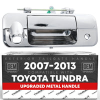 Toyota Tundra Tailgate Handle Latch Upgraded Metal, Plastic Housing - Exterior Assembly, All Chrome w/ Keyhole, Camera Hole