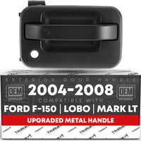 Exterior Front Passenger Door Handle, Upgraded Metal - Compatible with 2004-2014 Ford F-150, 04-14 Ford Lobo, 04-14 Lincoln Mark LT (Mexico) - Textured Black w/ Keyhole - OEM 9L3Z-1522404-BA-MT, 80200