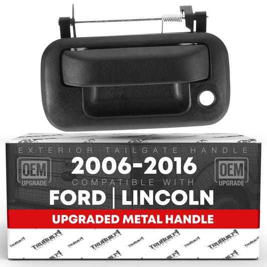 Tailgate Handle, Upgraded Metal w/ Keyhole - Compatible with 2004-2016 Ford F-150, F-250, F-350, F-450, F-550 Super Duty, 07-09 Explorer Sport Trac; 06-08 Lincoln Mark LT - Black - OEM 8L3Z-9943400-AA