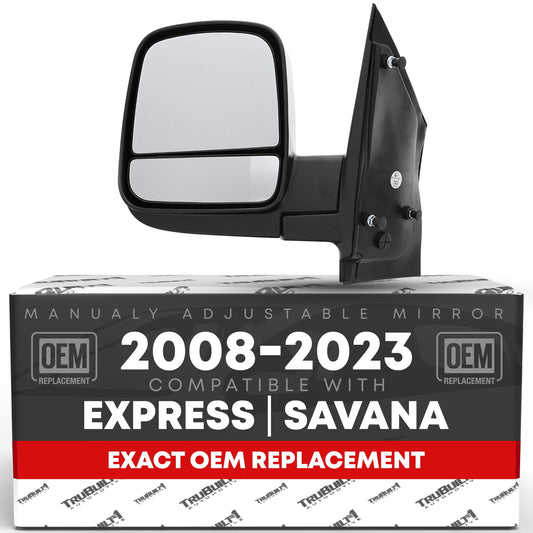 Chevrolet Express, GMC Savana Driver Side Mirror - Manual Folding, Dual Glass, Textured Black - Driver Side Mirror