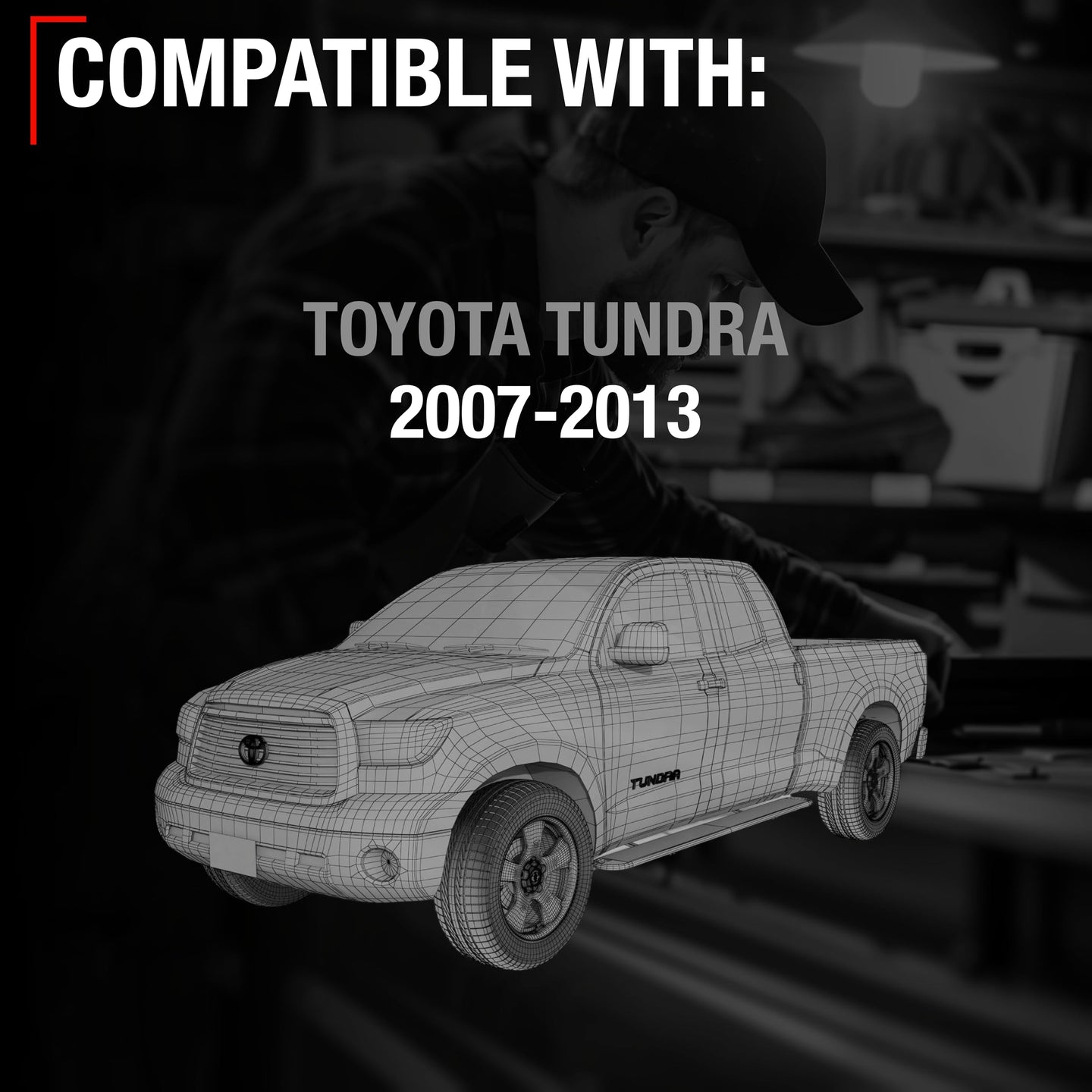 Toyota Tundra Tailgate Handle Latch Upgraded Metal, Plastic Housing - Exterior Assembly, All Chrome w/ Keyhole, Camera Hole