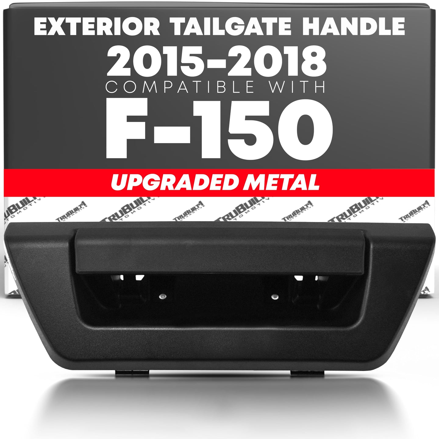 Ford F-150 Tailgate Handle Assembly - Exterior Lift Gate Latch Bezel and Handle in Textured Black, Metal - No Camera, LED Hole