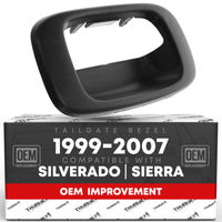 Chevrolet Silverado 1500 2500 3500 HD Classic, GMC Sierra 1500 2500 3500 HD Classic Tailgate Handle Bezel w/ Metal Clip - Textured Black - Improved Bezel - Metal Clip