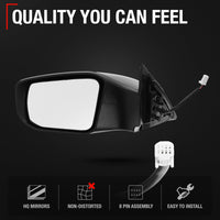 Nissan Altima Sedan Rear View Mirror, Left Driver Side - Power Door Mirror Replacement, Non-Foldable, Flat Glass - Black Cover - Driver Side Mirror