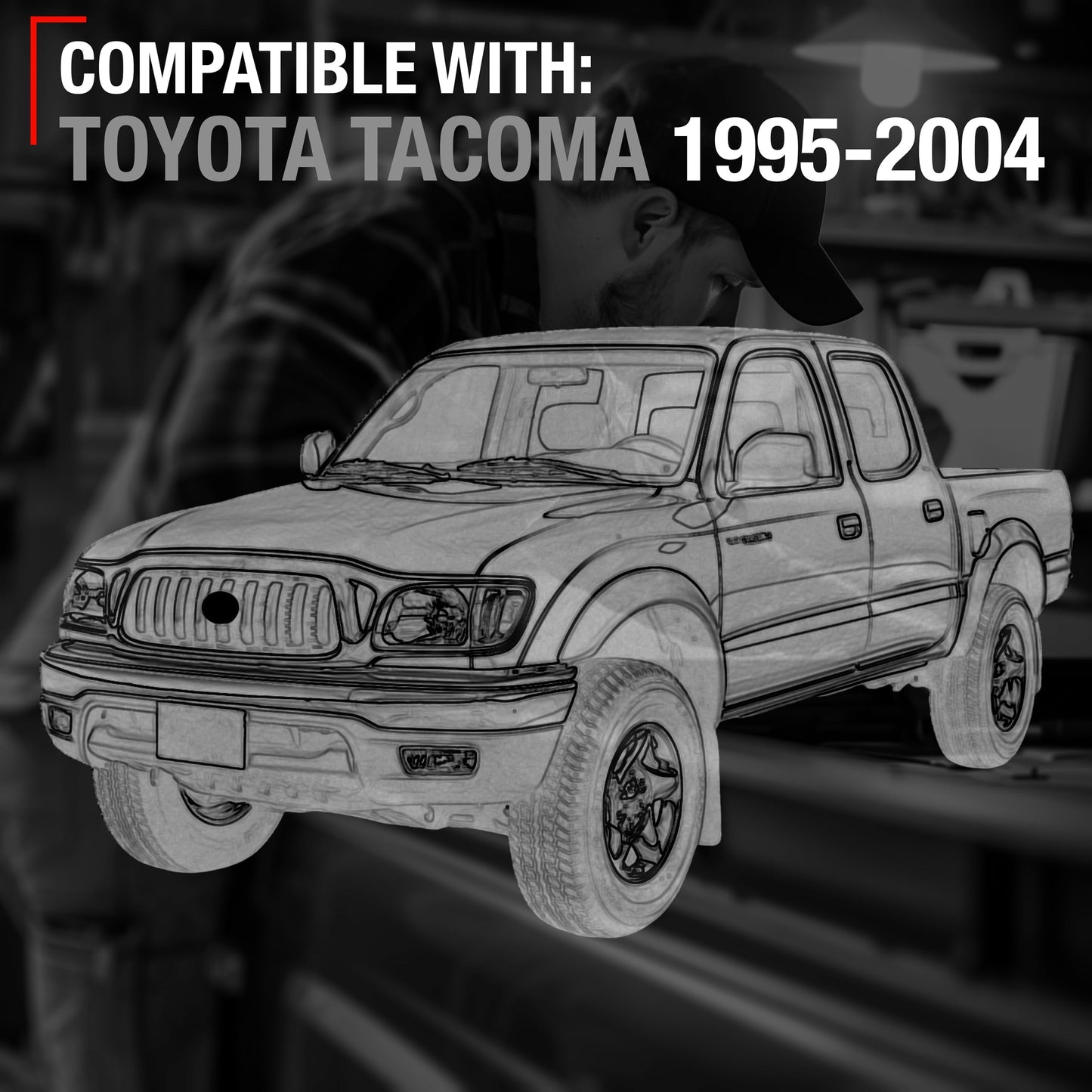 Toyota Tacoma Exterior Door Handle Set, Front Left & Right - Textured Black, Metal - Driver + Passenger Handle (Metal)