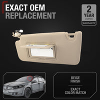 Honda Accord Sun Visor Replacement, Left Driver Side - Automotive Sun Protection Visor Interior Shade - Beige, with Mirror - Beige,Driver