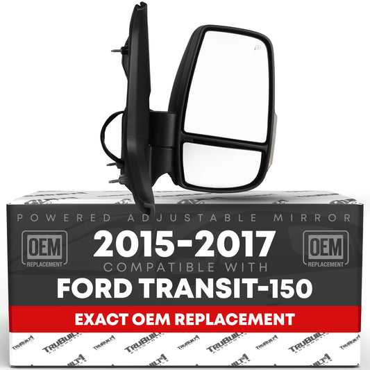 Ford Transit-150, 250, 350 HD Passenger Side Mirror Replacement - Short Arm, Power Adjustment, Flat Glass - Passenger Side Mirror