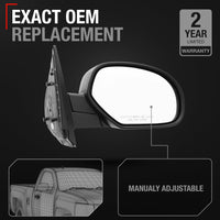 Chevrolet Silverado 1500, GMC Sierra 1500 Right Passenger Side Mirror Replacement - Manual Folding, Convex Glass, Textured Black Cover - Passenger Side Mirror