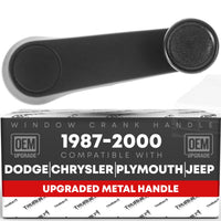 Dodge RAM 1500, 2500, 3500, Caravan, B150, B250, B350, B1500, B2500, B3500 Window Crank Handle, Left/Right - Black, Metal Body